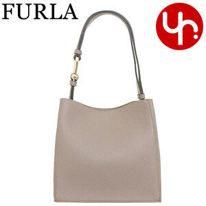 FURLA Tote Bag Stucco Gray Nuvola Grained Leather Bucket Travel